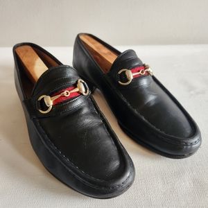 Vintage Gucci Boston Black Leather Horsebit Loafers 110 097 0010 Sz 41.5 /7.5US